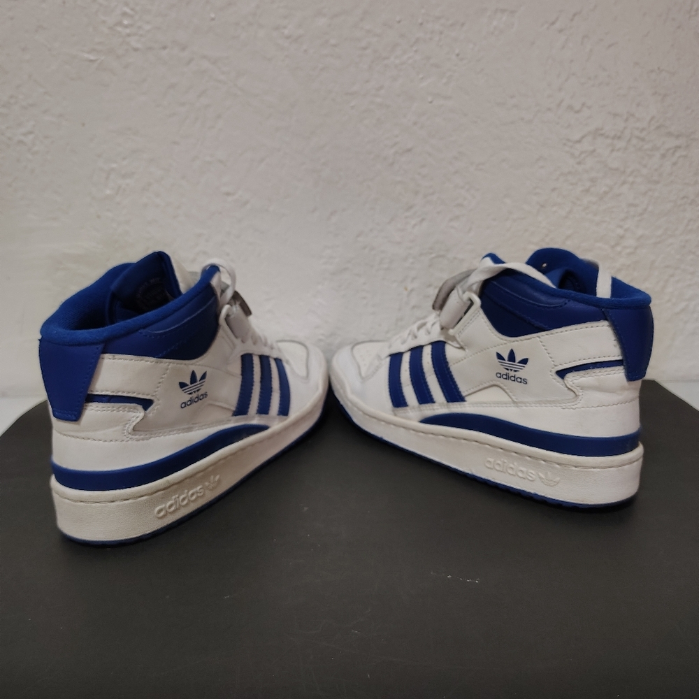 Adidas Originals Men's Forum Mid Sneaker White/ Royal Blue Size men 8 or women 9 - Picture 4 of 14